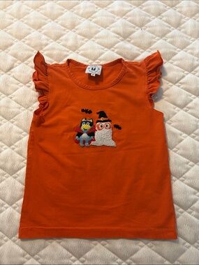 Bluey smocked 4t Orange Girls Halloween shirt